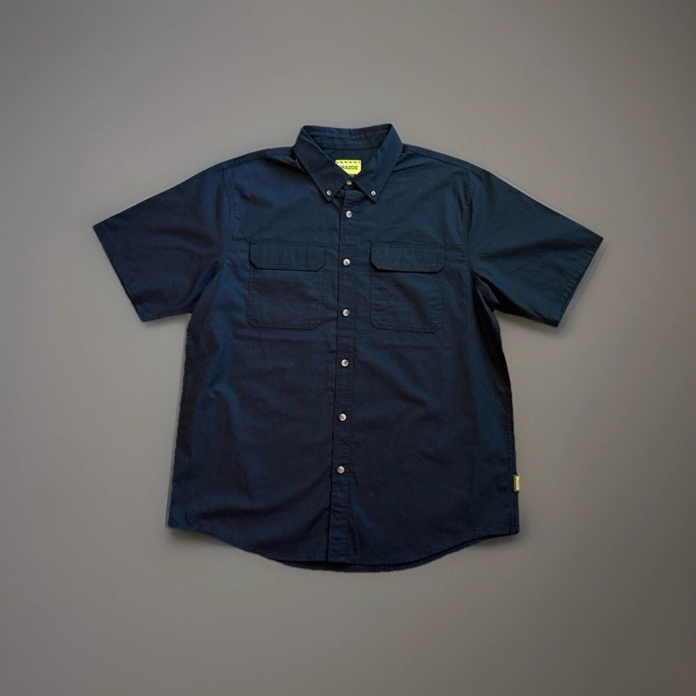 Brazos Men's Short Sleeve Work Shirt XL Black Ripstop Cotton NWT Heavyweight